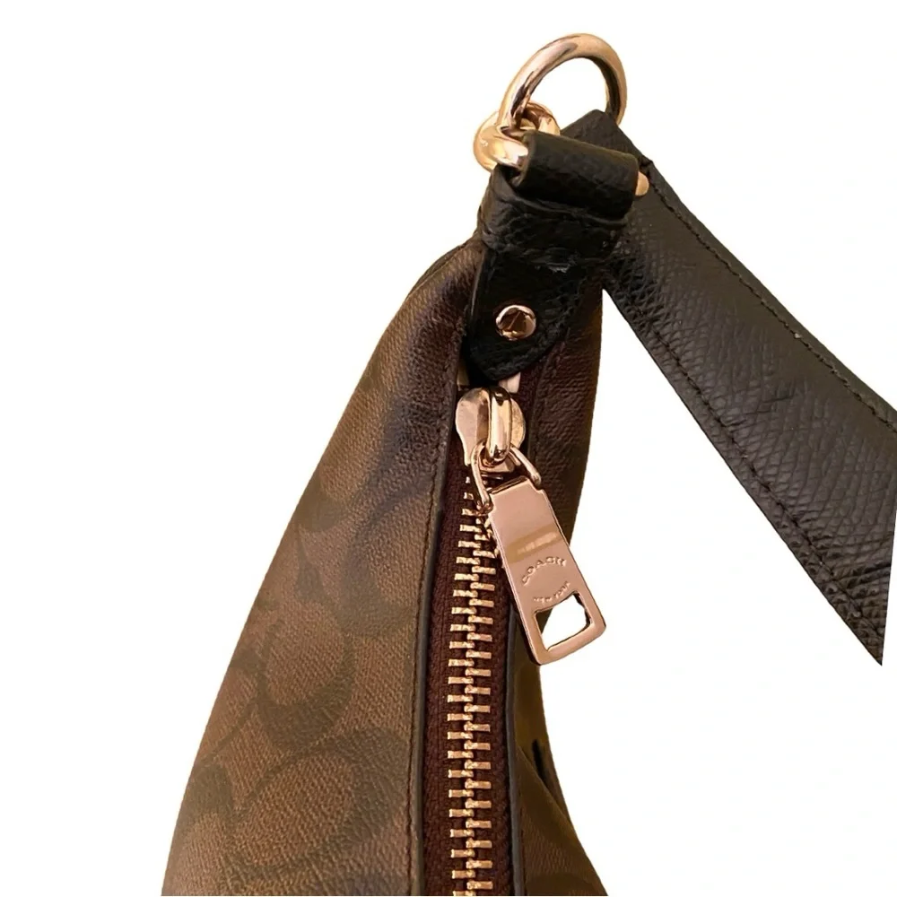 Coach Harley East West Hobo Shoulder Bag Signature Black Brown Gold F38267 - Picture 6 of 16